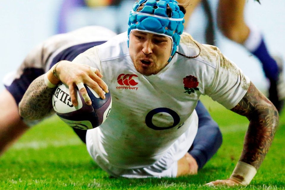 England's Jack Nowell scores his side's second try. Photo: PA