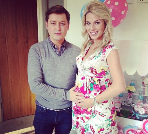 Pippa O'Connor with Brian Dowling at her baby shower