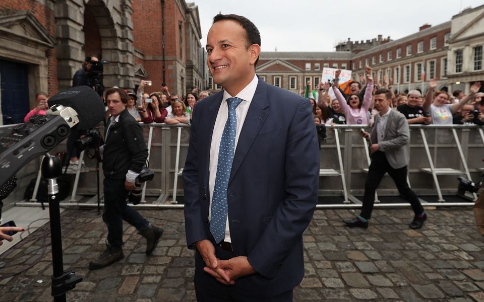 Taoiseach Leo Varadkar at Dublin Castle as the results are announced in the referendum on the 8th Amendment of the Irish Constitution which prohibits abortions unless a mother's life is in danger.