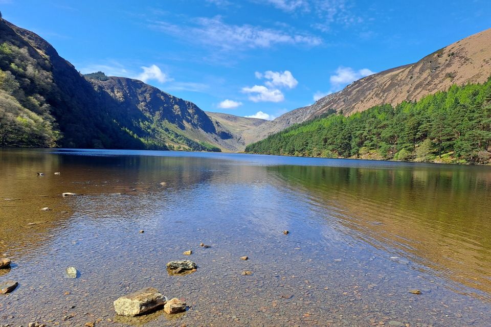 Glendalough lake was an oasis of calm on a sunny late April Saturday. 