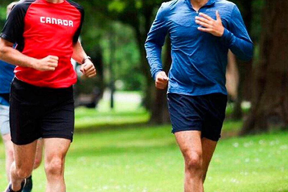 Leo Varadkar and Canadian prime minister Justin Trudeau jogging in Phoenix Park, Dublin.