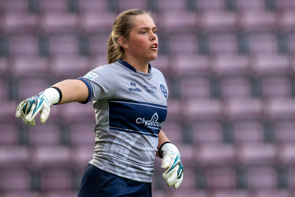 Scotland women’s manager supports teen keeper Ava Easdon, 17, as Joey ...