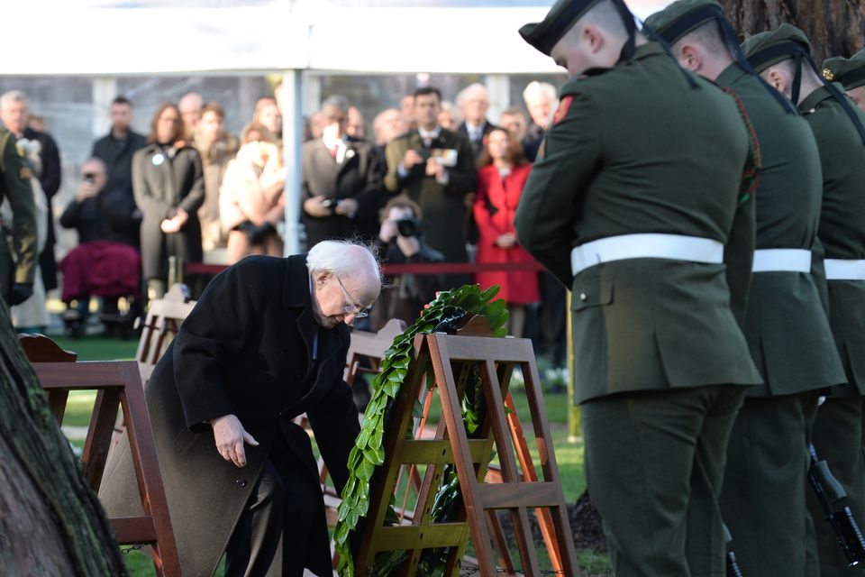President Michael D. Higgins places a wreath on behalf of the people of Ireland at Armistice Day Commemoration
Picture: Caroline Quinn