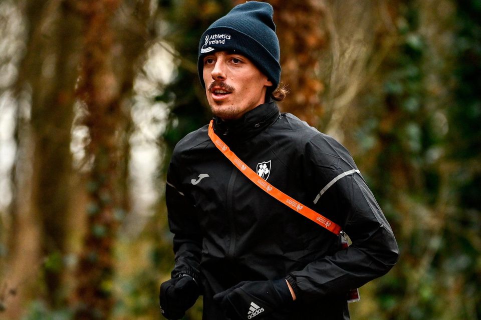 Brian Fay of Ireland training on the course ahead of the European Cross Country Championships at the Sport Ireland Campus in Dublin. Photo: Sam Barnes/Sportsfile