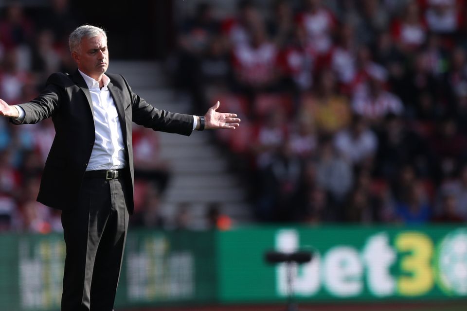 Manchester United manager Jose Mourinho was sent off in the final minutes at Southampton