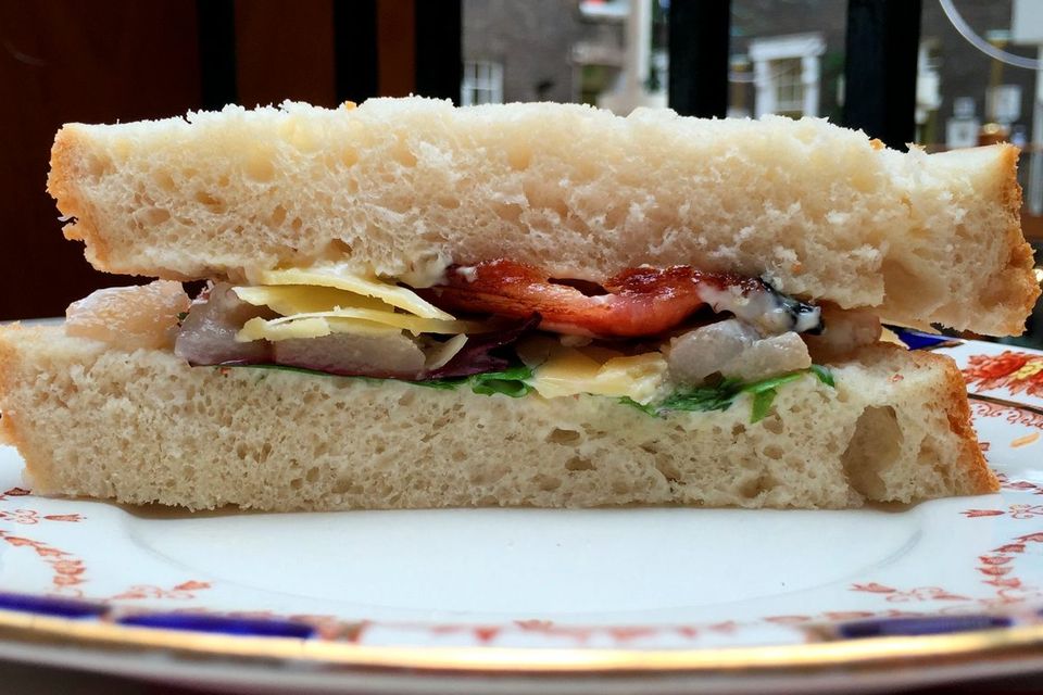 Pear, bacon and cheddar sandwich at The PepperPot in Dublin's Powerscourt Centre.