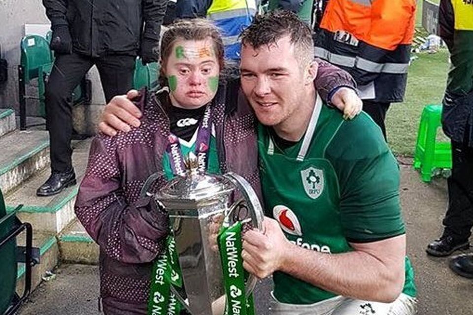 Peter O'Mahony with Jennifer Malone after the game at Twickenham