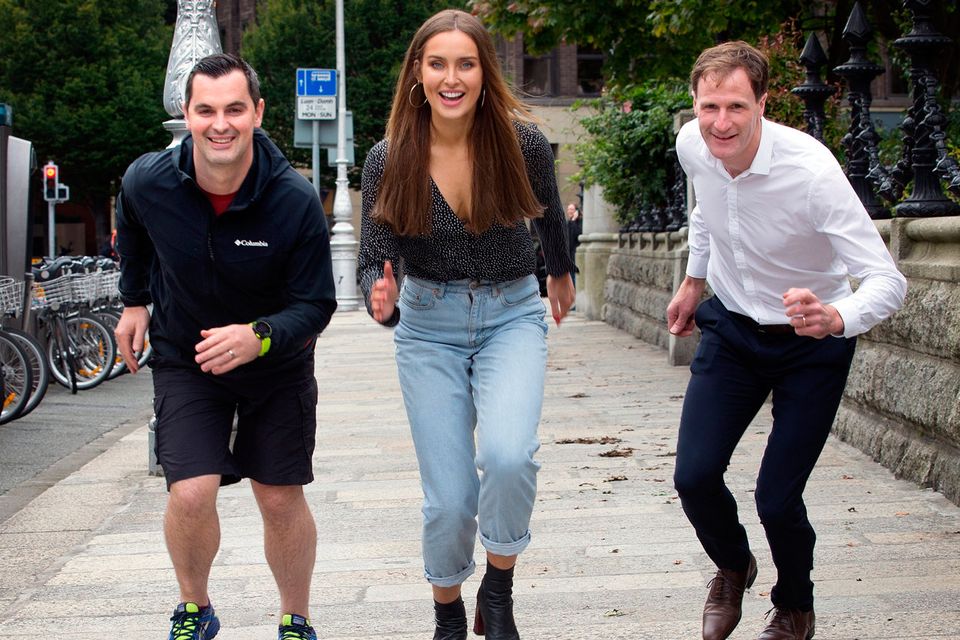 Karl Henry, Operation Transformation fitness guru; Roz Purcell, bestselling cookery author; and Gerry Hussey, mental health expert, at the launch of Ireland's Fittest Company with Eversheds Sutherland at The National Concert Hall.
Photo: Tony Gavin