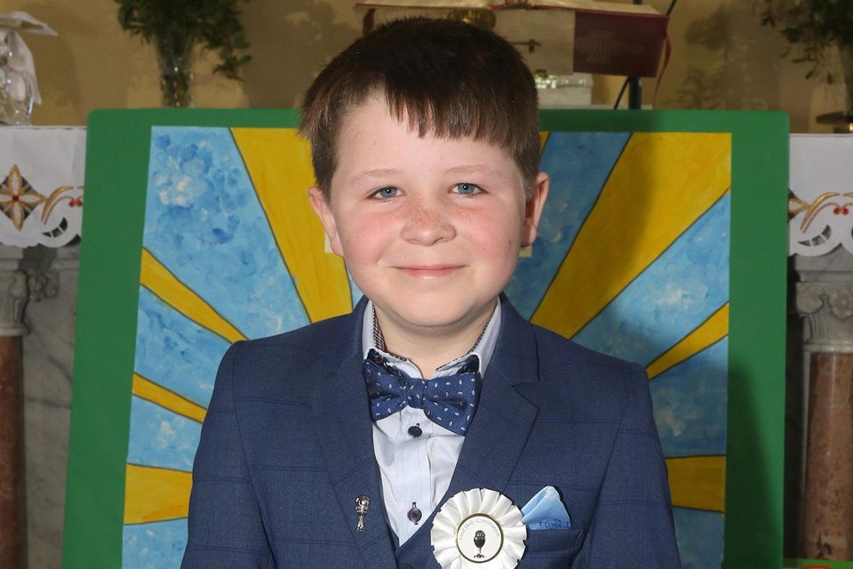 Darragh Doyle, Castledockrell NS was the only pupil to make his First Holy Communion this year.