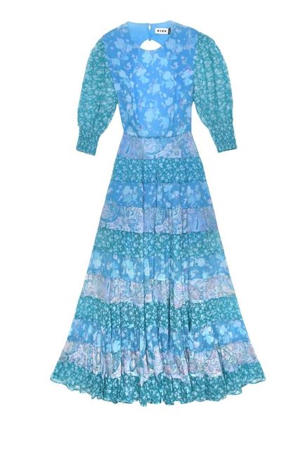Rixo's 'Agyness' in Havana blue floral mix print, €420