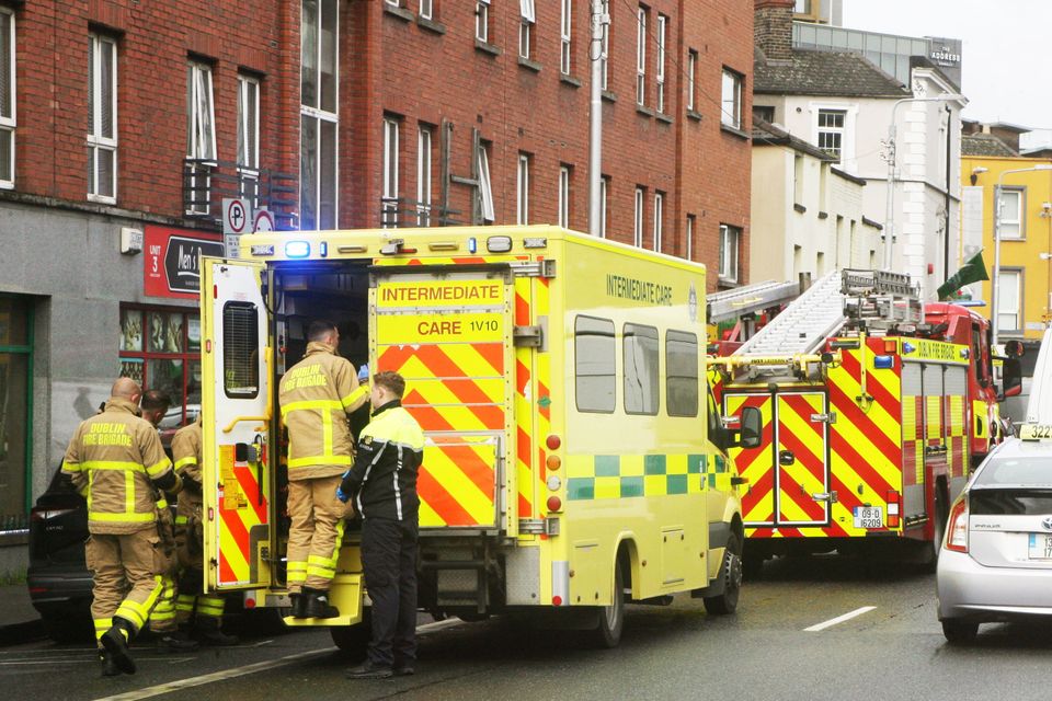 Emergency services at the scene on Amiens Street, Dublin this afternoon. Photo: Padraig O'Reilly