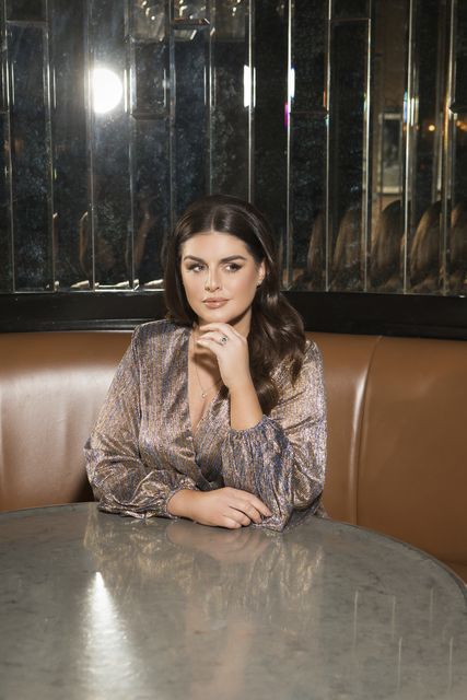 Sile Seoige photographed by Evan Doherty. Dress, Rebecca Vallance, Brown Thomas.