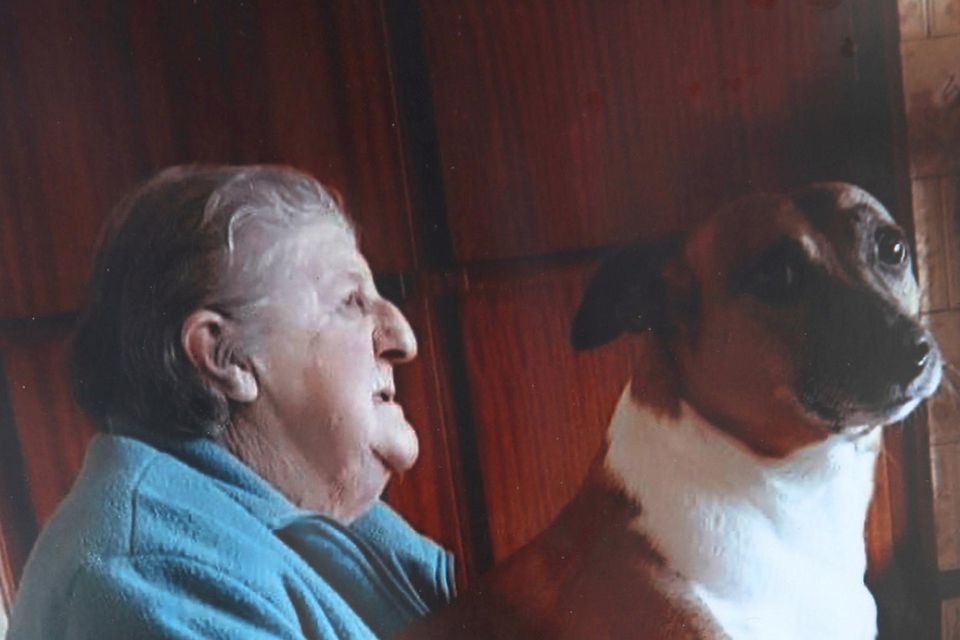 Chrissie Treacy from Portumna, Co Galway with her beloved dog Bradley Photo: Collins Courts
