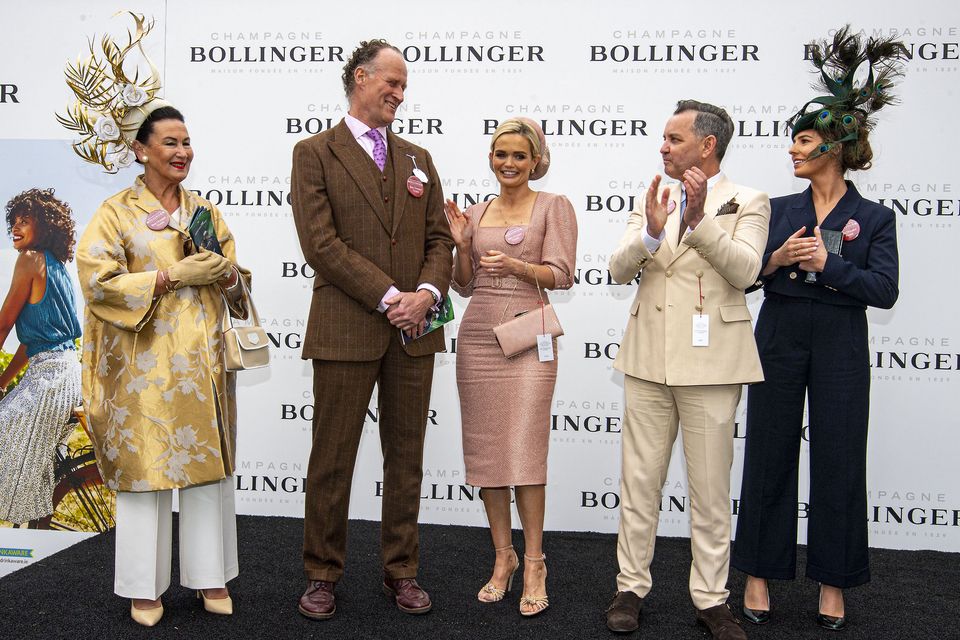 Winner Michael Walsh (second from left), with finalists in the Bollinger Best Dressed competition, from left, Faith Amond, Aine Malone, Paul Carroll and Niamh Ristin