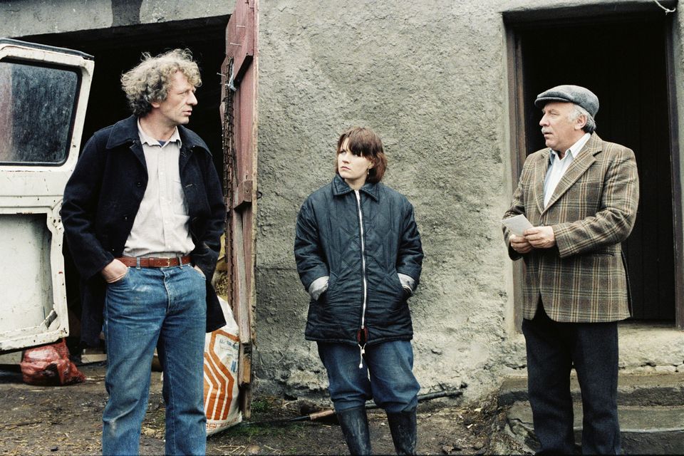 Mick Lally as Miley, Mary McEvoy as Biddy and Joe Lynch as Dinny in 'Glenroe'