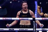thumbnail: Katie Taylor celebrates winning her fight against Chantelle Cameron. Pic: REUTERS/Clodagh Kilcoyne