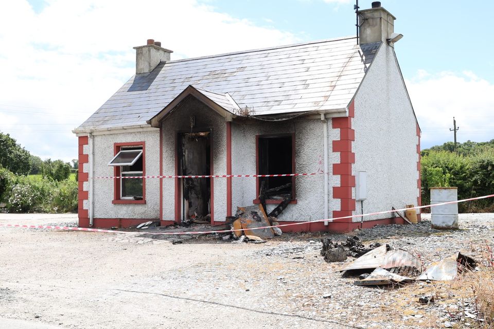 The cottage in Corkey was extensively damaged by fire.   Photo: North West News Pix. 