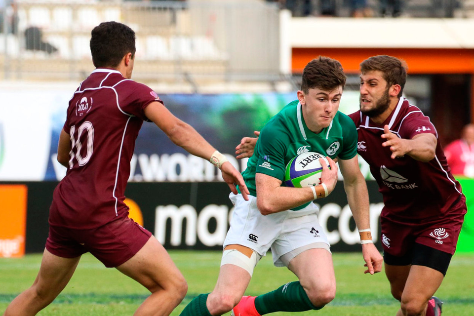 7 June 2018;  James McCarthy of Ireland during the World Rugby U20 Championship 2018 Pool C match between Georgia and Ireland at the Stade d'Honneur du Parc des Sports et de L'Amitie in Narbonne, France. Photo by Stéphanie Biscaye / World Rugby via Sportsfile