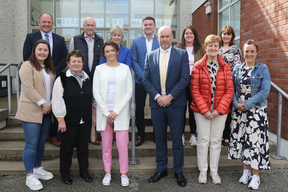 (Back, from left) Ger Coleman (deputy principal), Walter Furlong, Tracey Murray, Wally Furlong, Laura Swanton and Ann Marie Breen with (front) Niamh Potter, Anne Reck, Martina McGrath, Brendan O'Sullivan (principal), Josie Foley and Anne Cleere at the St Mary's CBS bursary announcement. 