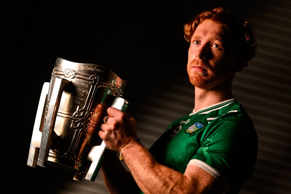 All's not lost: Cian Lynch of Limerick with the Liam MacCarthy cup at the national launch of hurling's All-Ireland Senior Championship Series at Kinnity Castle, Co Offaly. Photo by Brendan Moran/Sportsfile
