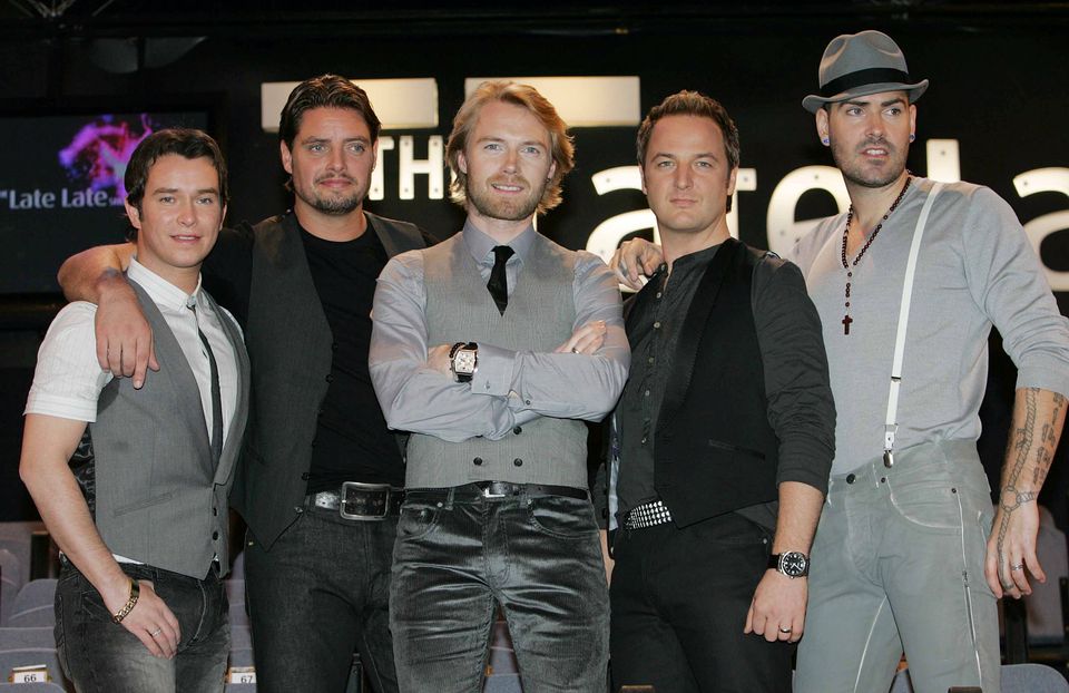 Stephen Gately (far left) with his fellow Boyzone bandmates