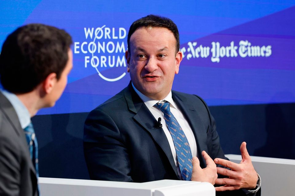 Taoiseach Leo Varadkar represented the Government in Davos this year, alongside ministers Michael McGrath and Paschal Donohoe. Photo: Stefan Wermuth/Bloomberg