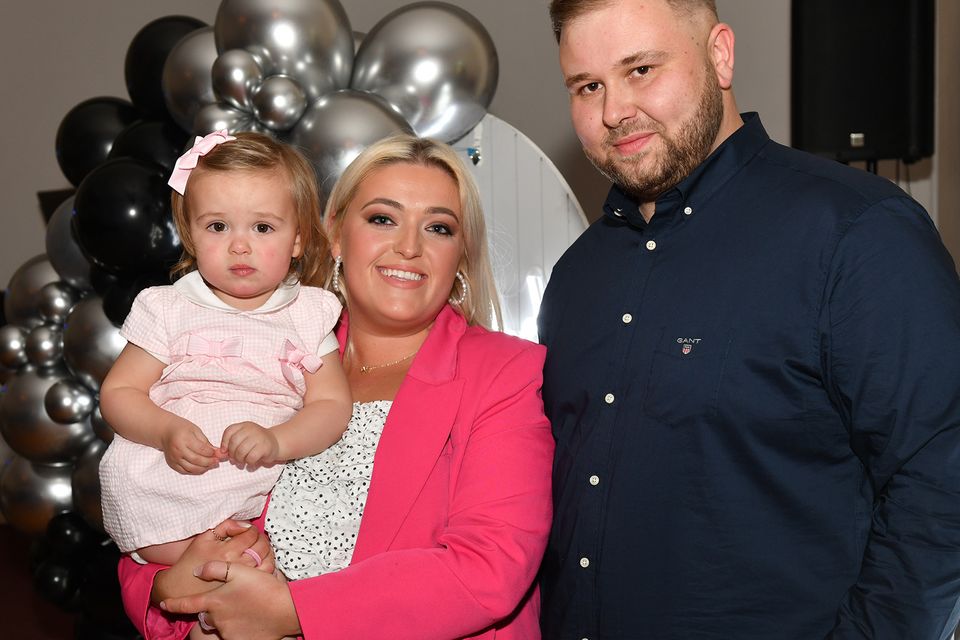 Jack Connolly and Rebecca McQuillan with their daughter Nelly at Jack and Darren Meehan's joint 30th birthday party held in the Clan na Gaels. Photo: Ken Finegan/www.newspics.ie
