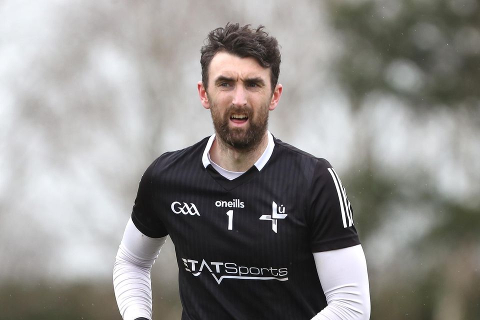 James Califf’s return between the Louth posts has coincided with the unlikeliest of promotion pushes – a feat which the Dreadnots clubman believes was the side’s aim since returning to training last winter. Picture: Paul Connor