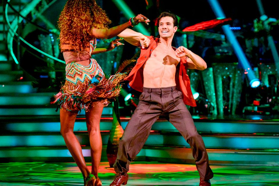 Oti Mabuse and Danny Mac during the dress rehearsal for Strictly Come Dancing on BBC1. Picture: Kieron McCarron/BBC/PA Wire