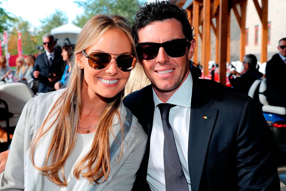 Erica Stoll and Rory McIlroy of Europe attend the 2016 Ryder Cup Opening Ceremony at Hazeltine National Golf Club on September 29, 2016 in Chaska, Minnesota.  (Photo by David Cannon/Getty Images)