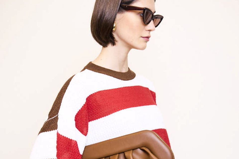 Stripe linen and cotton unisex sweater, €200 and bag, €285, ecrustudios.com Pic: Dylan Madden