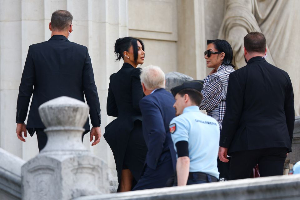 Kim Kardashian arriving in court in Paris. Photo: Reuters.