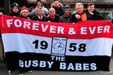 thumbnail: Denis Irwin with members of the MUFC Leicestershire Supporters' Club for 60 Years Since The Munich Air Disaster commemorative event in Munich. PRESS ASSOCIATION Photo. Picture date: Tuesday February 6, 2018. See PA story SOCCER Man Utd. Photo credit should read: Mark Mann-Bryans/PA Wire.