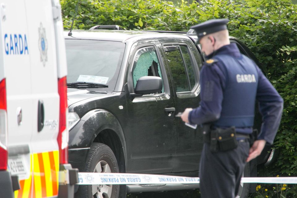 The Nissan Navara in the carpark of University of Limerick where Christy Keane was shot yesterday morning
