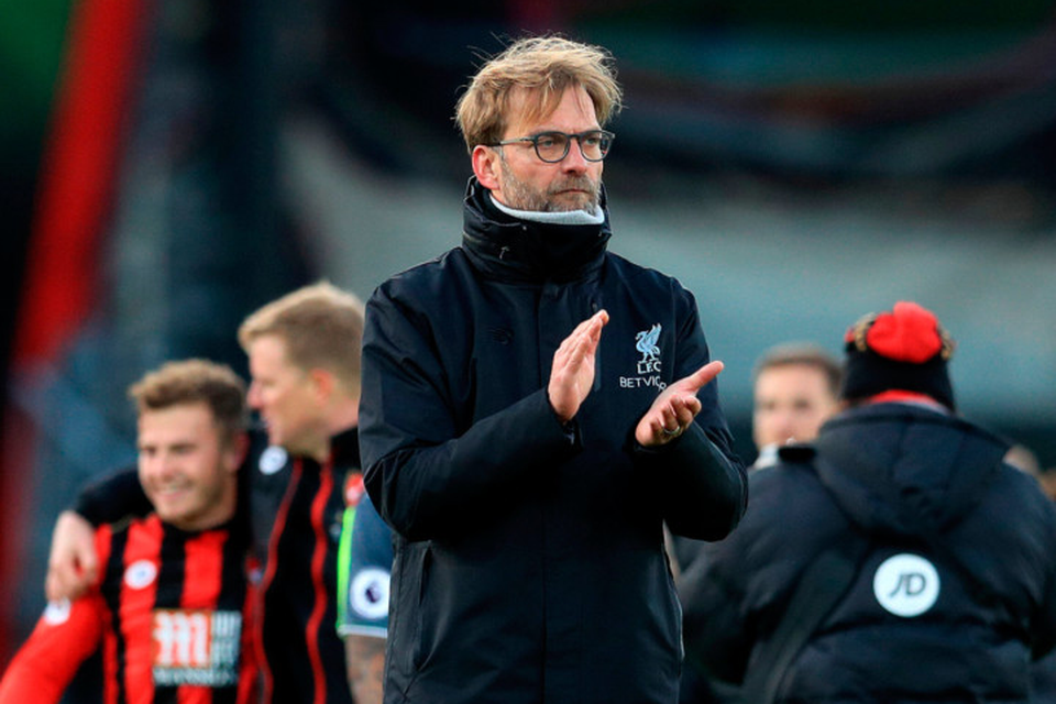 Liverpool manager Jurgen Klopp is pictured after Sunday’s defeat at Bournemouth. Photo: Adam Davy/PA Wire