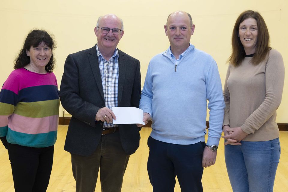 Recently Tintern Drama Group presented a cheque for €1,940 to the Helen Blake Community Group. Pictured at the presentation are (from left): Trish Foran, Tintern Drama Group; Richard Finn, Helen Blake Community Group; Harry Toomey, Chair of the Tintern Drama Group and Dee Power, Tintern Drama Group. Photo: Patrick Browne