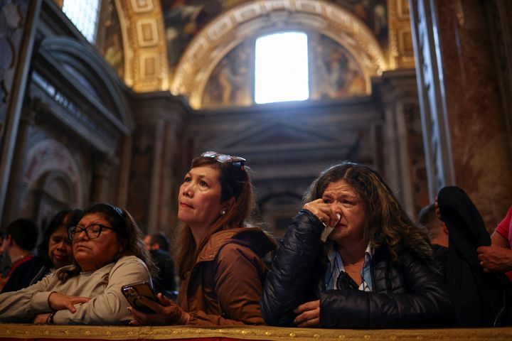 Pope Francis: mourners file through St Peter’s Basilica as Irish archbishops travel to Vatican to concelebrate pontiff’s funeral