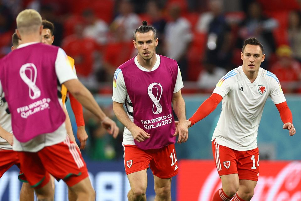 Gareth Bale of Wales with his long hair untied during the FIFA