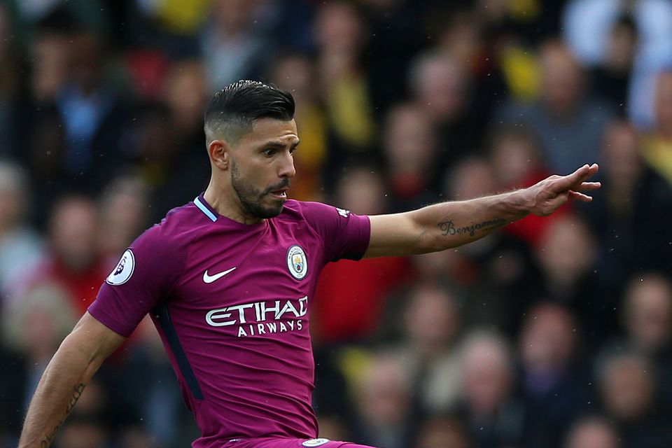 Sergio Aguero, pictured, has been hailed as a 'goal machine' by his Manchester City team-mates
