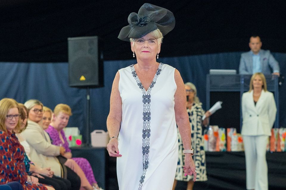 Model pictured on the cat walk at the fashion show in Duagh on Sunday which was in aid of the Palliative Care Unit in Tralee. Photo by John Kelliher.