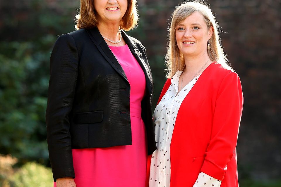 Tainaiste Joan Burton and Mairia Cahill pictured for news.  Picture;  GERRY MOONEY.  1/10/15