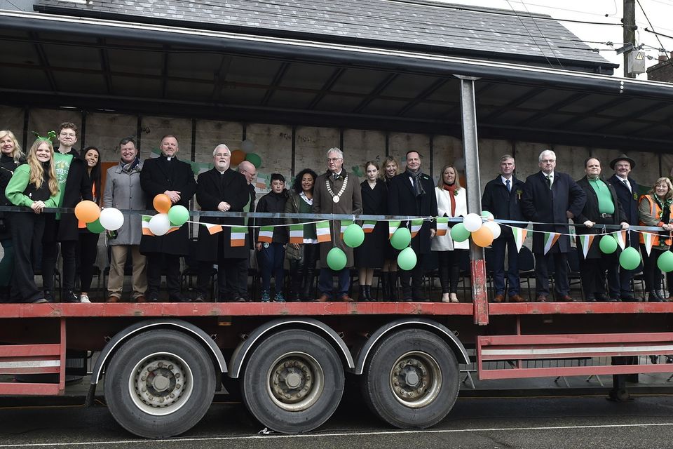 Dignatories pictured at the St Patrick's Day parade in Gorey. Pic: Jim Campbell