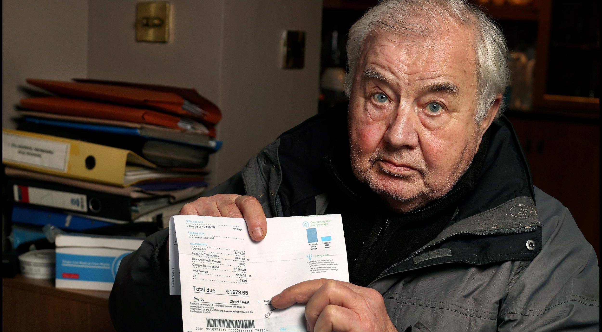 Meath pensioner ‘ready to fight’ after €1,678.65 energy bill from Electric Ireland lands on