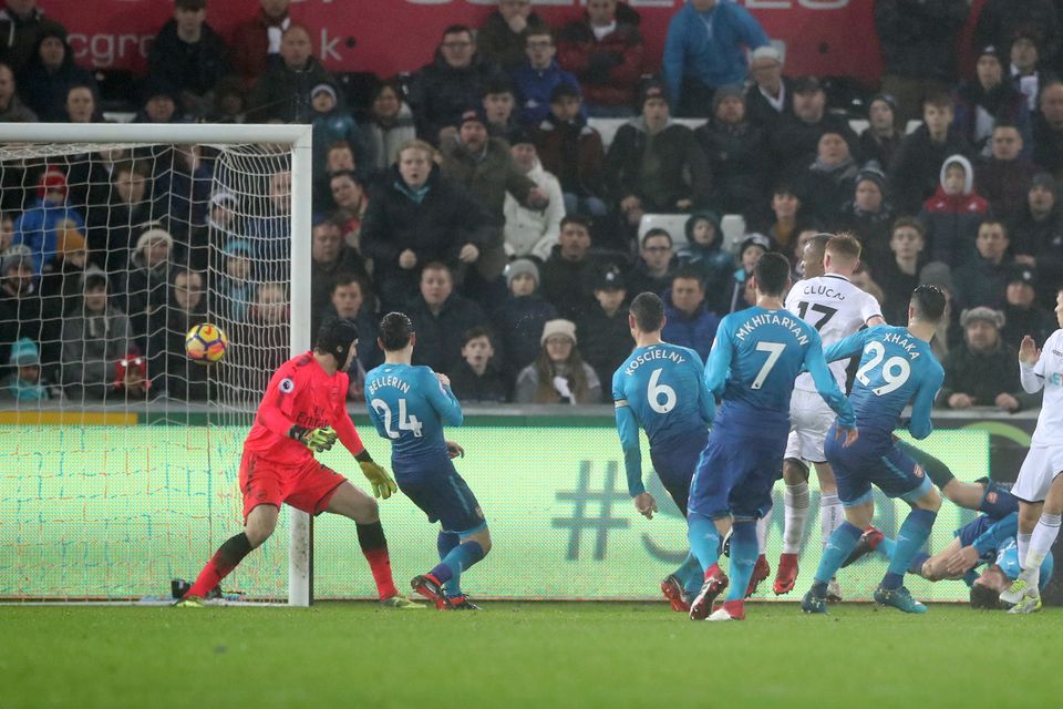 Sam Clucas scored twice as Swansea beat Arsenal 3-1 at the Liberty Stadium
