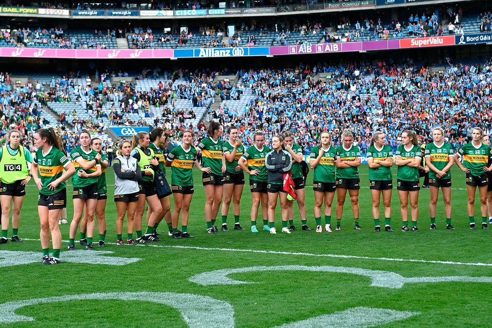 Kerry players dejected after their side's defeat to Dublin in the All-Ireland final. Photo: Sportsfile