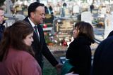 thumbnail: Taoiseach Leo Varadkar speaks with John Bruton's widow Finola before the coffin of the former taoiseach is interred at Rooske Cemetery in Dunboyne. Picture by Julien Behal