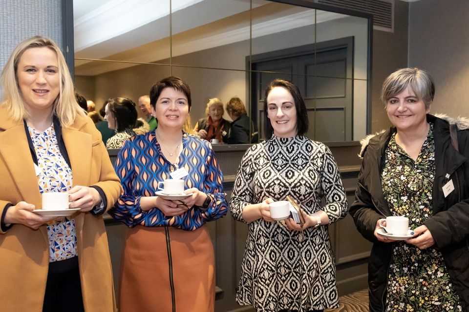 Karen Murphy, PTSB Branch Lead, Margaret Goldsmith from Guardian Fire, Nikki Dunphy from Sensible Safety and Sarah Kerr from ALONE at the County Wexford Chamber of Commerce B2B speed networking event at the Brandon House Hotel. Photo: Mary Browne