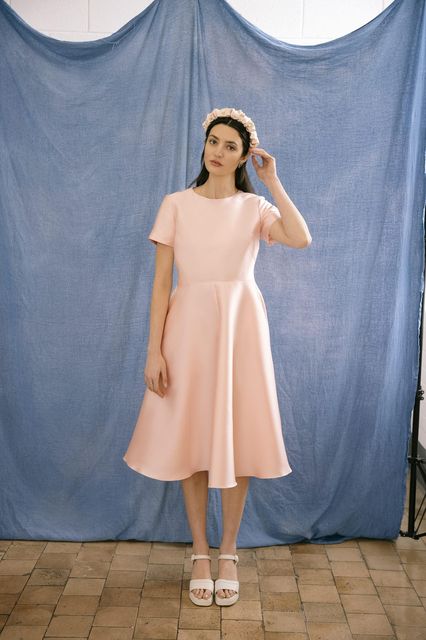 ‘Celebrate’ dress in pink mikado, €345, also available in green, niamhoneill.com