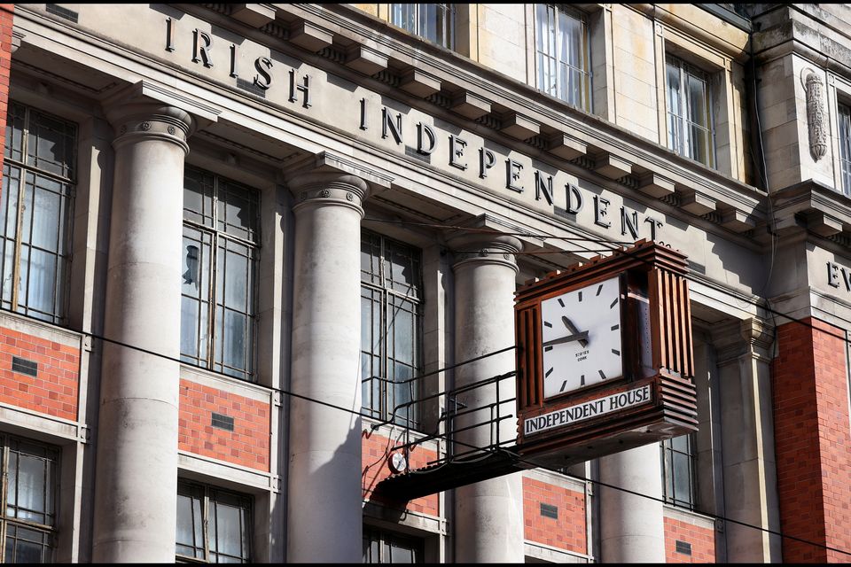The clock outside the former Irish Independent offices at Independent House on Middle Abbey Street. Photo: Steve Humphreys