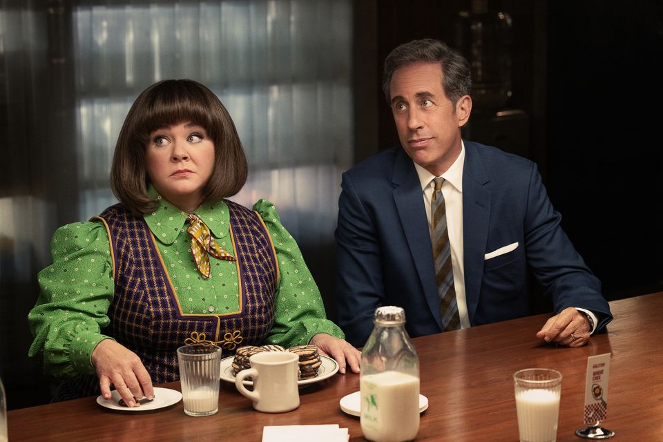 Melissa McCarthy and Jerry Seinfeld in Kellogg’s film Unfrosted. Photo: Netflix